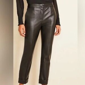 Ann Taylor Black Faux Leather Cuffed Pants Size 8